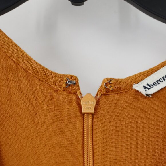 Abercrombie & Fitch Midi Dress Womens‎ Small mustard Knotted Front Cutout V Neck - Picture 5 of 14